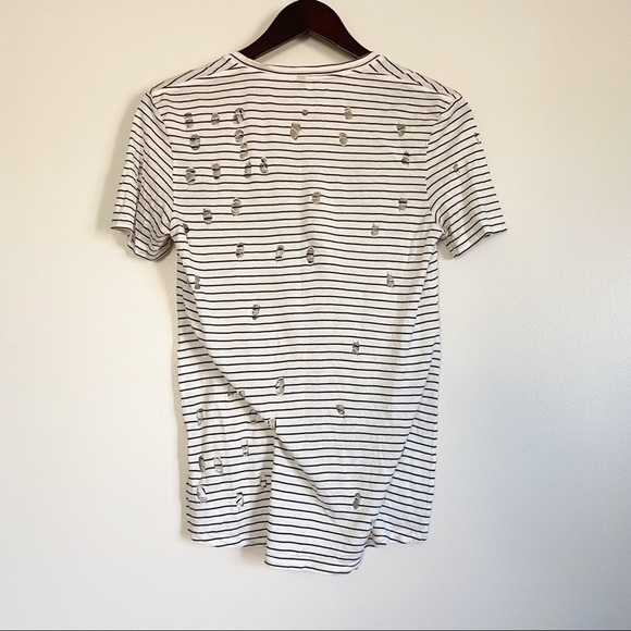 JOE’S Gilles Silk Blend V Neck Striped Tee Small - Picture 8 of 8